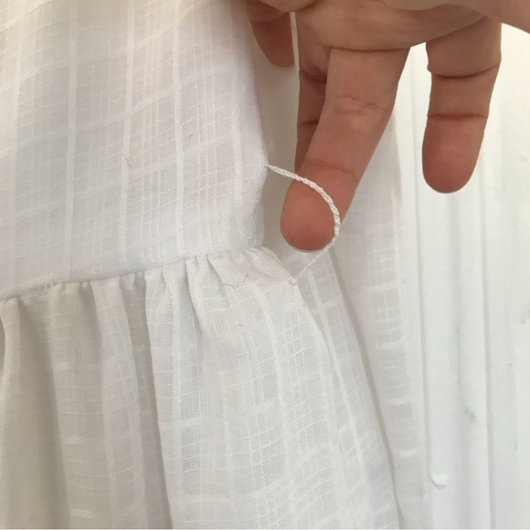 Vintage Dress Womens Embroidered Long Sleeve Puff Cottage Core Prairie 70s sheer - Picture 5 of 10